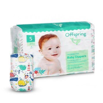 Підгузки Offspring розмір S, 3-6 кг. 48шт. Кити DP-OI-FAT-S48P-WTW фото
