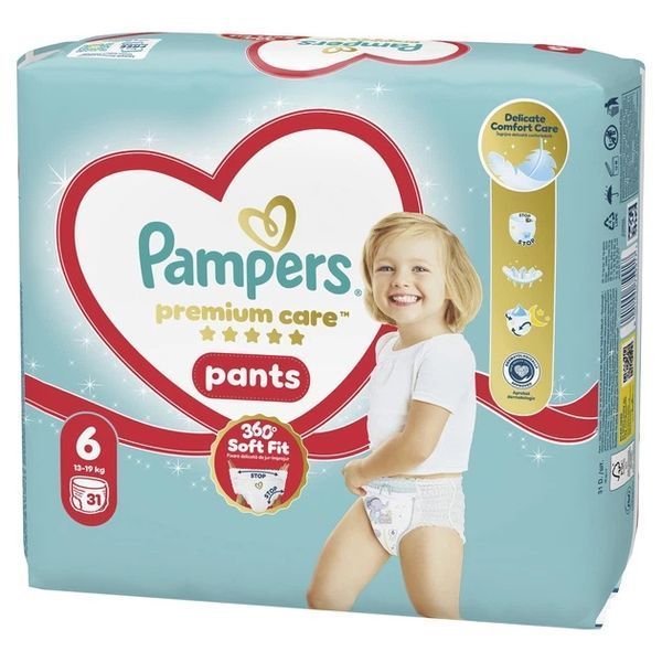 Дитячі підгузки-трусики Pampers Premium Care Pants №6 (13-19кг) 31шт 43169 фото